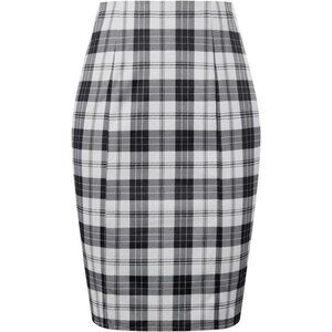 Womens Knee Length Elastic Waist Stretchy Skirt Plaid5
